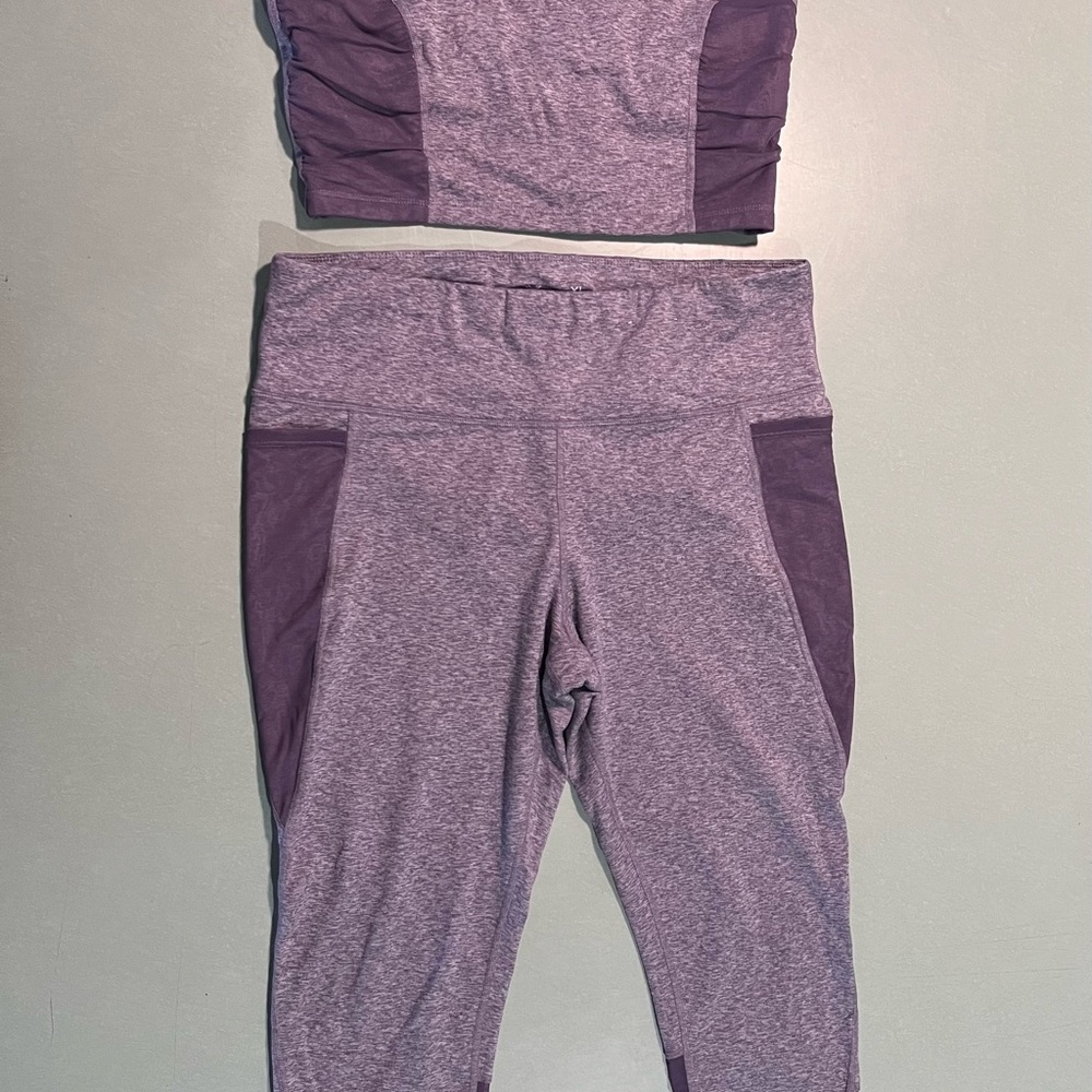 Xersion Women's Heathered Purple Leggings Set
